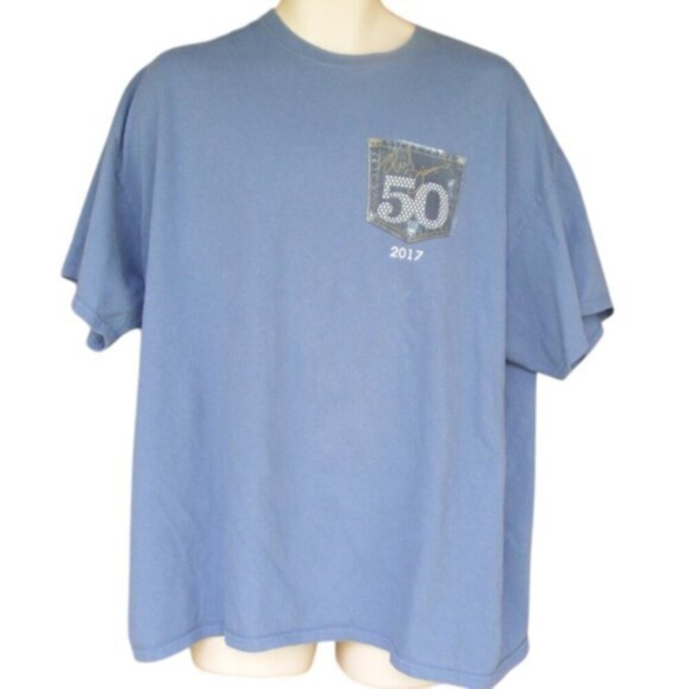 NEIL DIAMOND 2017 Tee, 2XL, Blue, Signature/pocket print, 50th anniversary